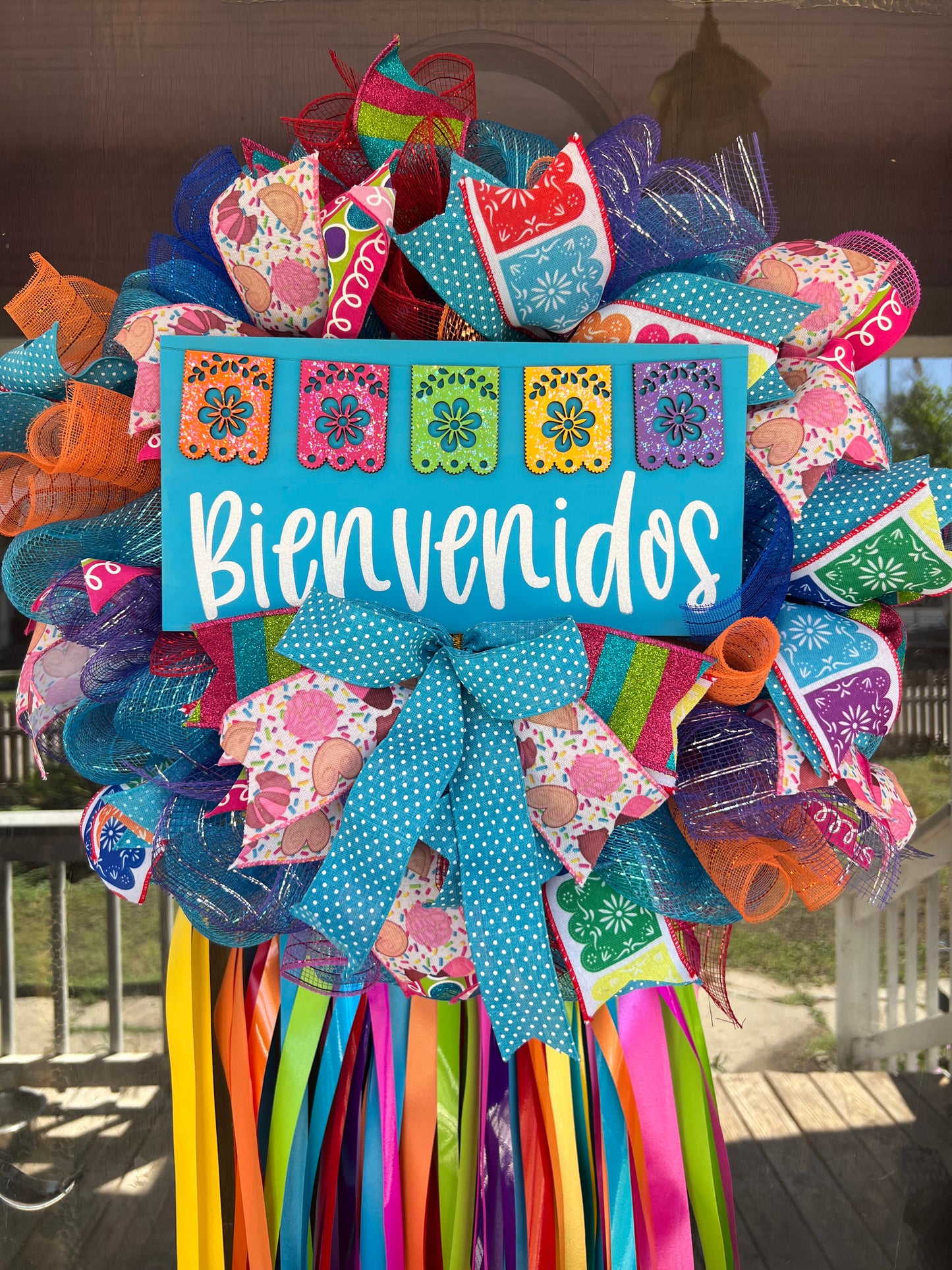 Bienvenidos Papel Picado Wreath