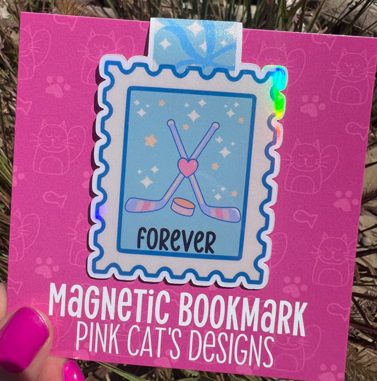 Hockey Romance Postage Stamp Bookmark