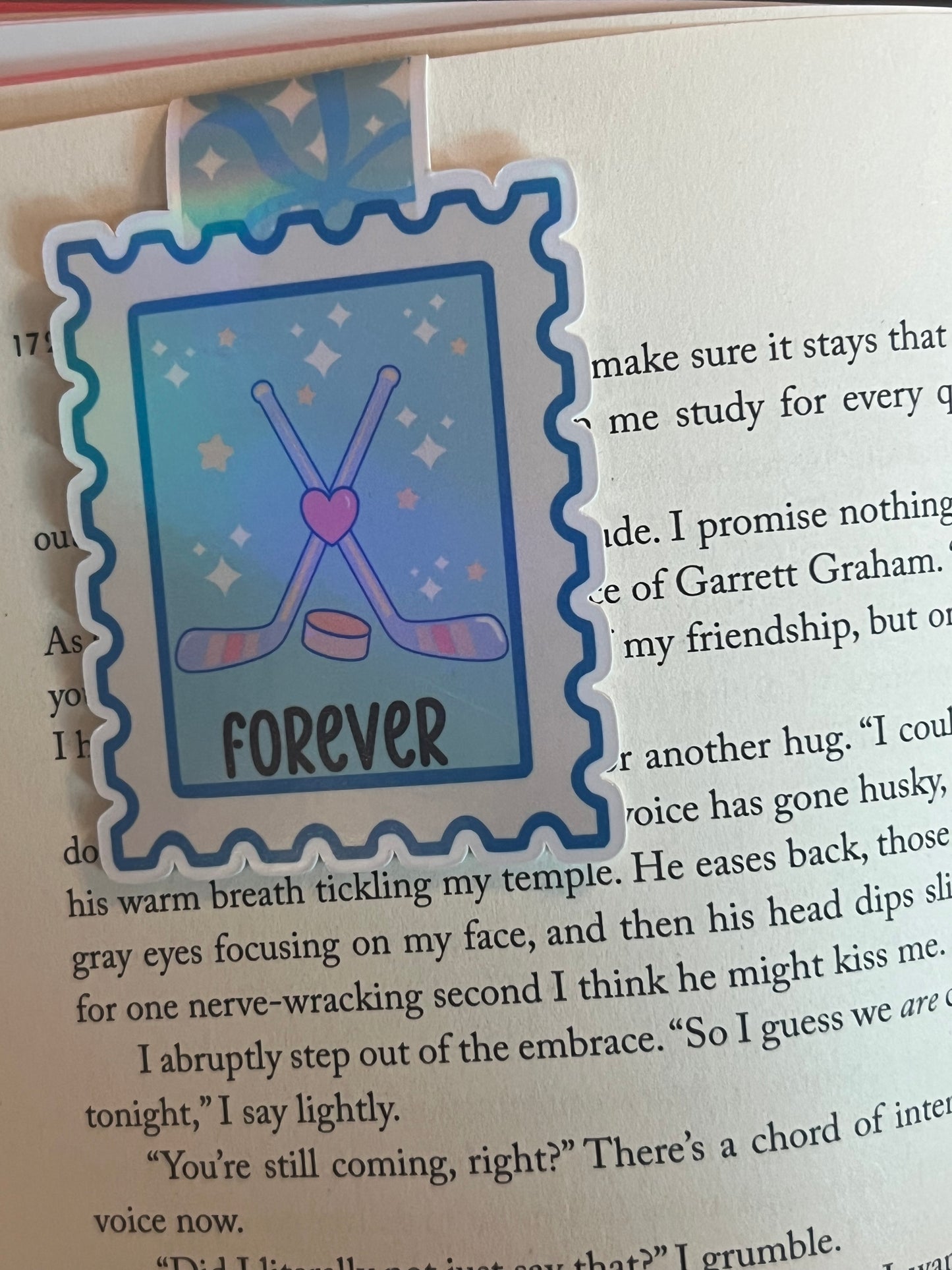 Hockey Romance Postage Stamp Bookmark